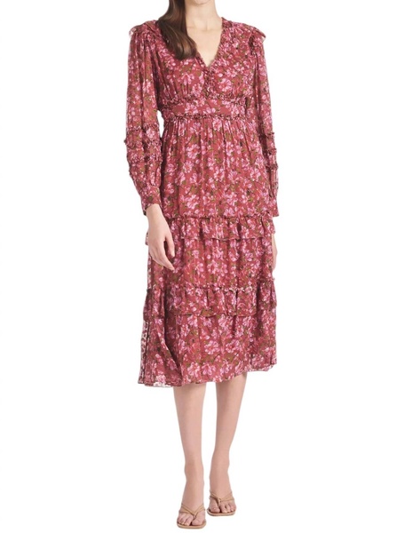 ronnie dress in bordeaux bloom