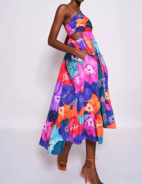 mabel dress in multi overlapping poppies