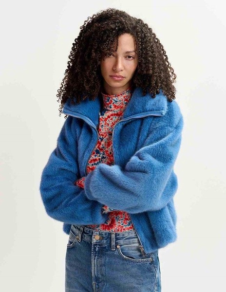 Essentiel Antwerp - Genz Faux Fur Jacket - Blue