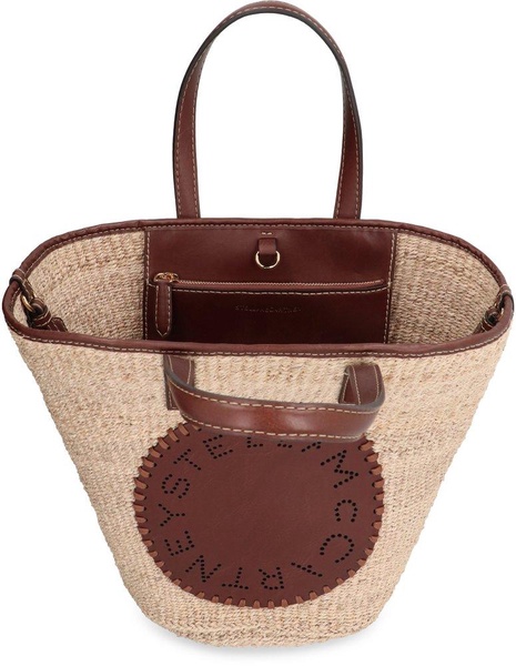 Stella Mc Cartney Raffia Shoulder Bag With Logo.