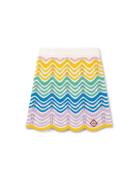 Gradient Wave Crochet Mini Skirt