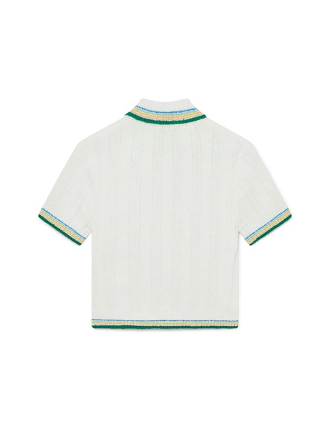 White Rib Boucle Polo Shirt