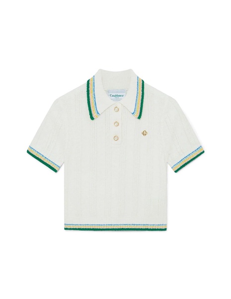 White Rib Boucle Polo Shirt