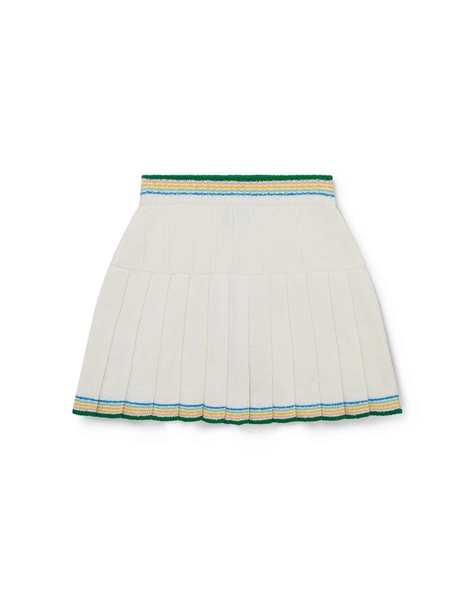 White Bouclé Pleated Mini Skirt