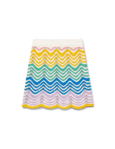 Gradient Wave Crochet Mini Skirt