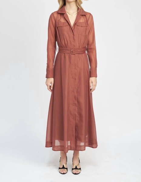 claudette maxi shirt dress in ruby