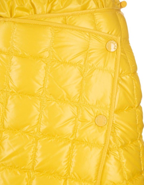 Yellow Quilted Finish Asymmetric Skirt