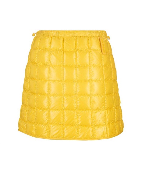 Yellow Quilted Finish Asymmetric Skirt