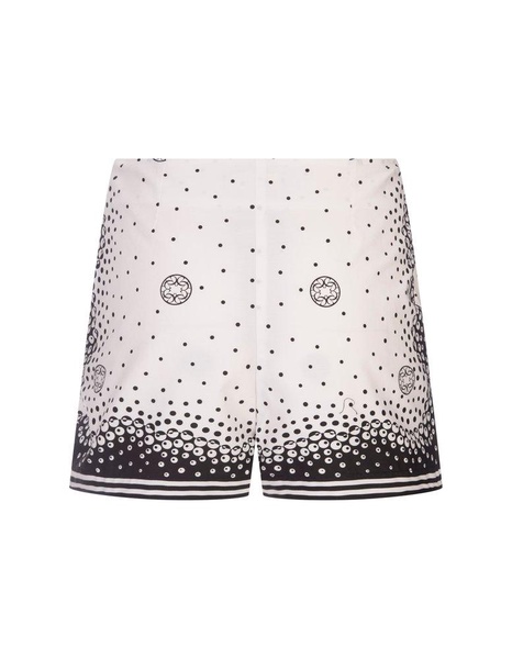 Black And White Silk Moon Print Shorts