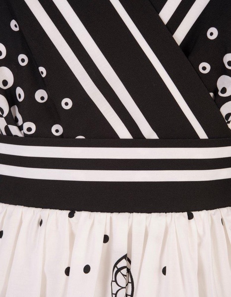 Moon Printed Cotton Dress In White And Black