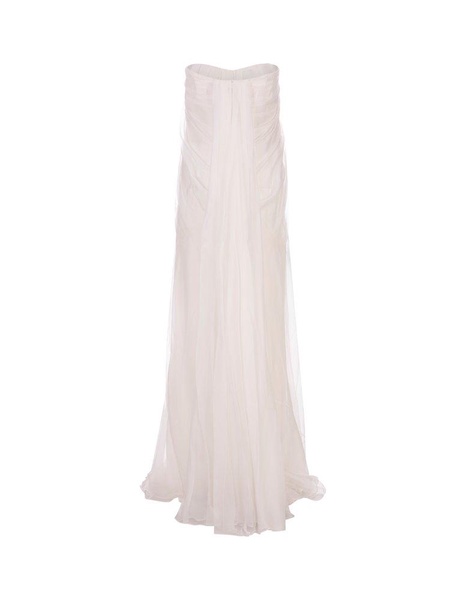 Alexander McQueen Strapless Draped Maxi Dress