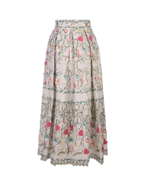 Cotton Embroidered Garden Long Skirt