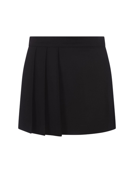 Black Mini Skirt With Pleated Design