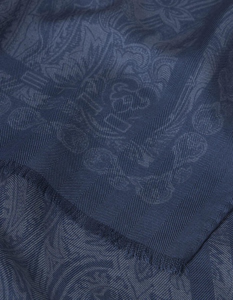 Blue Printed Cashmere Blend Scarf