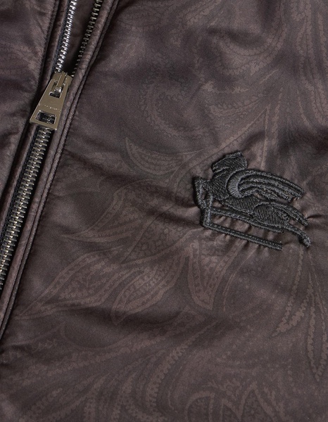 Black Paisley Bomber Jacket With Logo