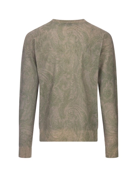 Green Pullover With Inlaid Paisley Motif