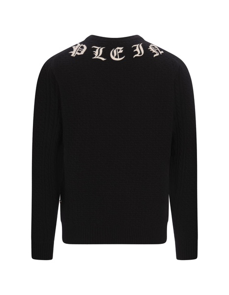 Wool & Cashemere Round Neck Pullover In Black