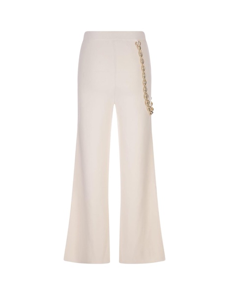 White Wide Leg Trousers With Belt