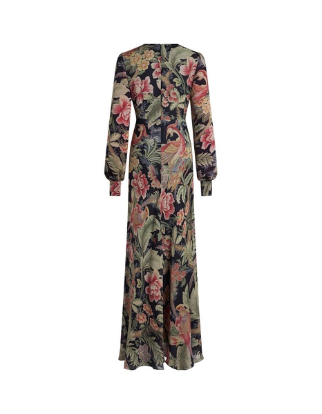 Multicoloured Printed Silk Long Dress