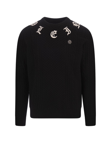 Wool & Cashemere Round Neck Pullover In Black