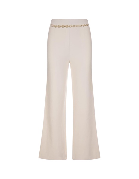 White Wide Leg Trousers With Belt