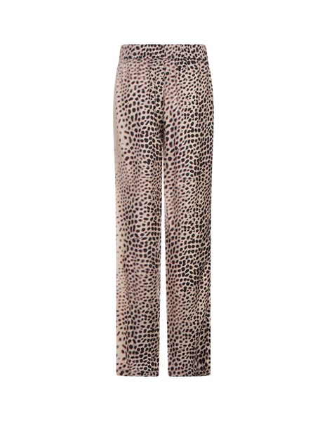 Light Beige Trousers With Leopard Pattern