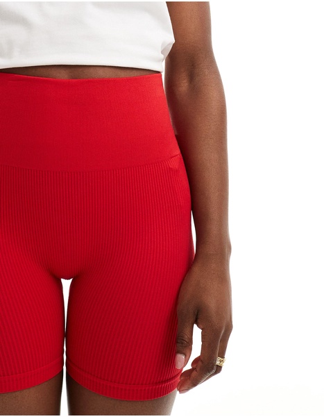 Stradivarius seamless ribbed shorts in red