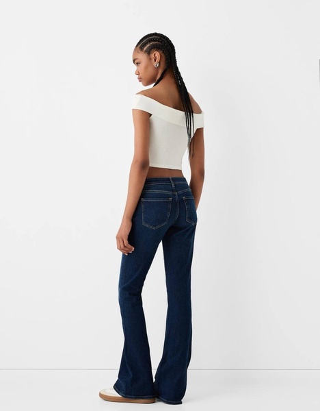 Bershka high rise flared jeans in dark wash