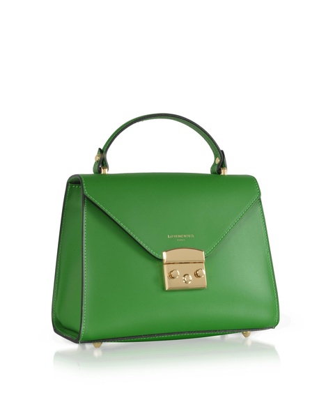 Peggy Leather Top Handle Satchel Bag - Green