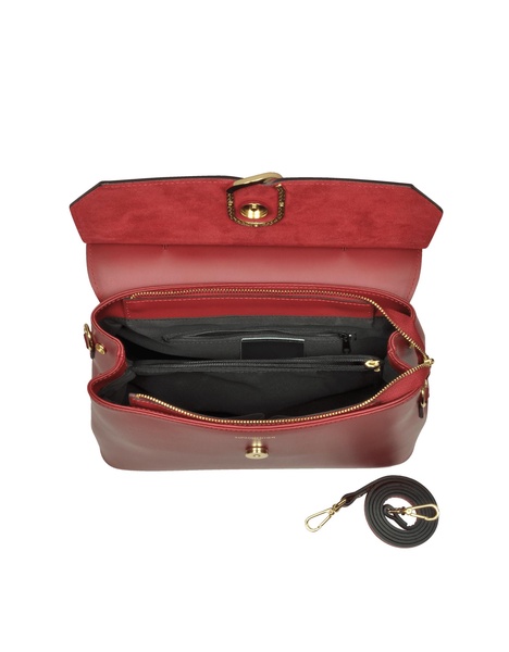 Thais Suede & Leather Red Satchel Bag - red