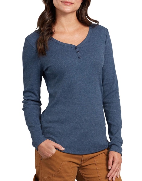 Dickies Women's Long-Sleeve 3-Button Henley Shirt