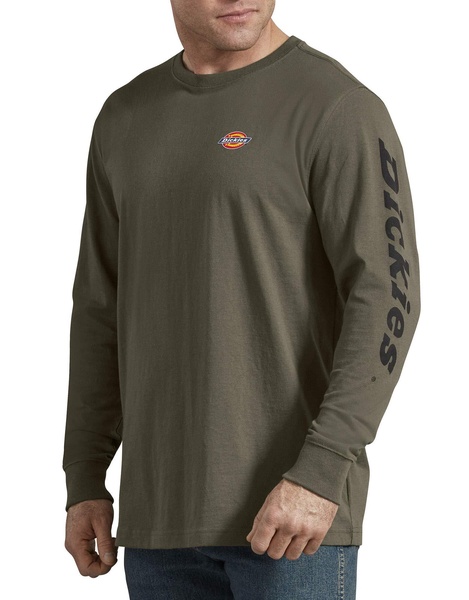 Dickies Men's Long-Sleeve Graphic T-Shirt, Military Green