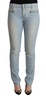 MILA SCHÖN Light Blue Cotton Mid Waist Slim Fit Denim Jeans