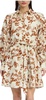 floral print peplum dress in off white rust