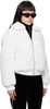 White Spread Collar Faux-Fur Jacket