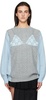 Gray & Blue Lace Lingerie Boyfriend Knit Sweater