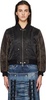 Black Mesh Sleeve Bomber Jacket