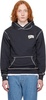 Navy Puff Small Arch Logo Constrast Stitch Hoodie