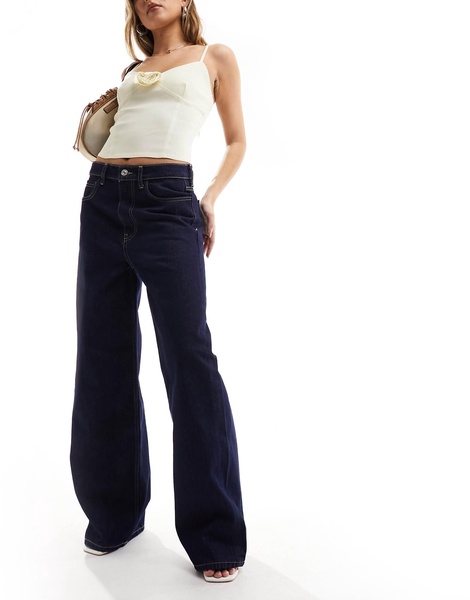 Mango wide leg jeans in dark blue