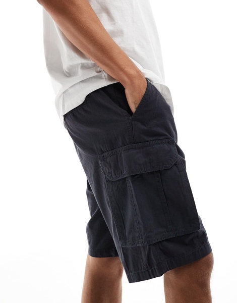 Brave Soul elastic waist cargo shorts in navy