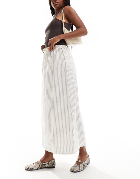 Cotton On tie waist maxi skirt in linen mix stripe