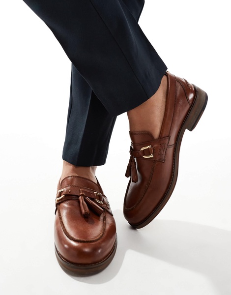 ASOS DESIGN tassel loafers in tan leather