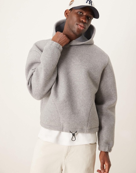 ASOS DESIGN Premium boxy oversized scuba felt hoodie in gray heather