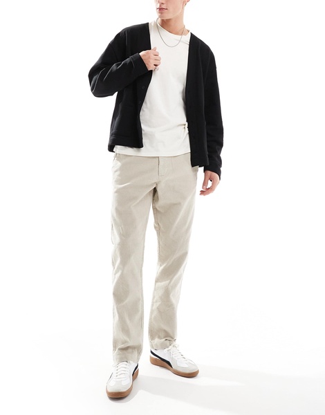 French Connection slim leg cord pants in stone