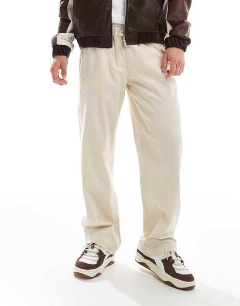 ADPT wide fit drawstring chinos in beige