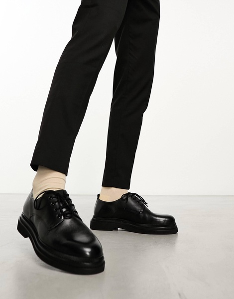 Walk London Brooklyn derby shoes in black leather