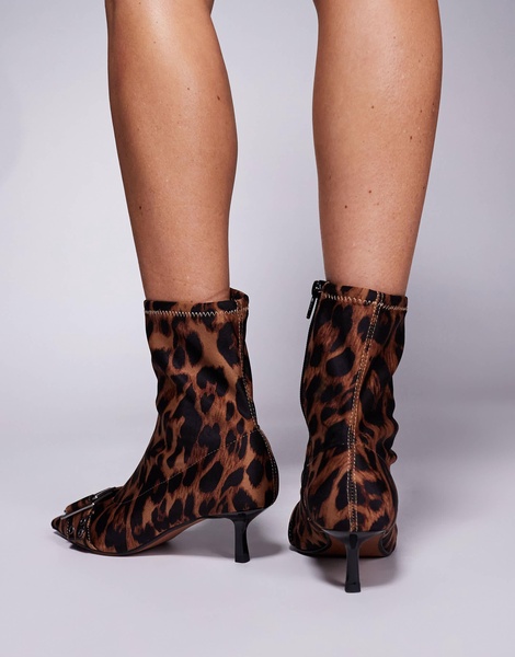 River Island kitten heel boot in leopard print