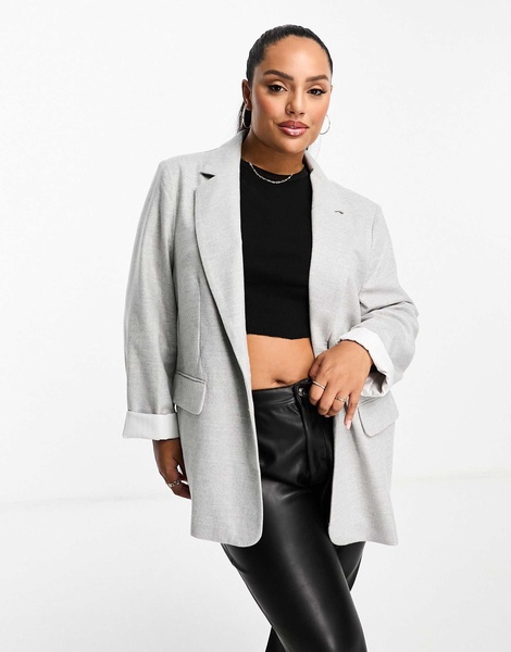 River Island Plus dad blazer in gray