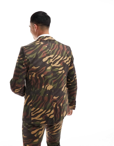 Twisted Tailor gables tiger camo gray jacket in brown