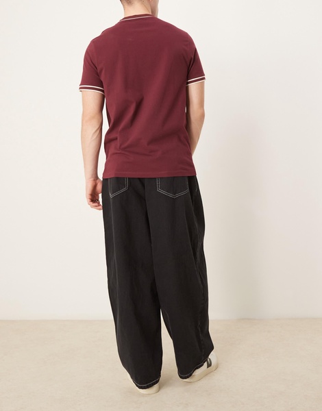 ASOS DESIGN baggy balloon in washed black with contrast stitch